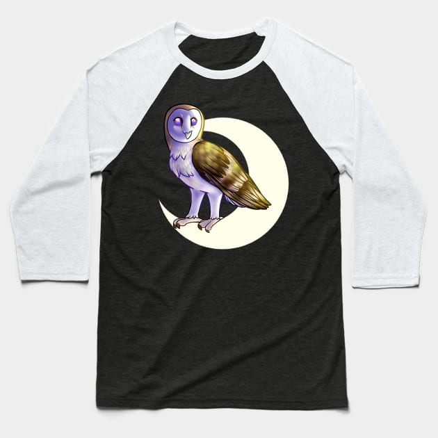 Lunar Barn Owl Baseball T-Shirt by leashonlife